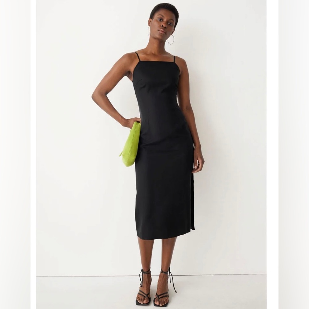 & other stories strappy fitted midi dress